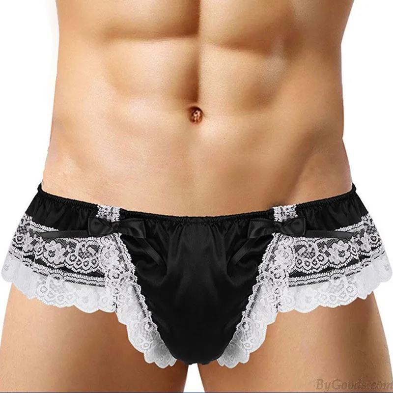  SEXY LACE BOWKNOT PANTS SISSY BRIEFS NIGHTCLUB SHOW GSTRING THONG MEN'S LINGERIE JOCKSTRAP LEOTARD UNDERWEAR 