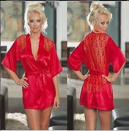 Sexy Silk Satin Lace Kimono Vestido Bata de baño Mujer Ropa de noche