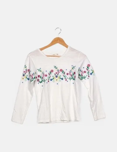 Sfera Camiseta blanca estampado floral