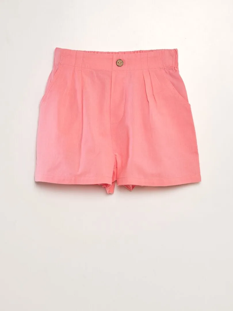 SHORT LISO DE ALGODóN Y LINO  ROSA