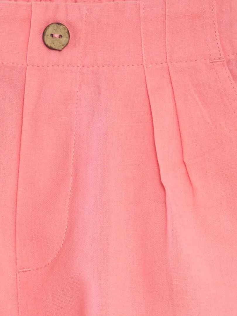 SHORT LISO DE ALGODóN Y LINO  ROSA