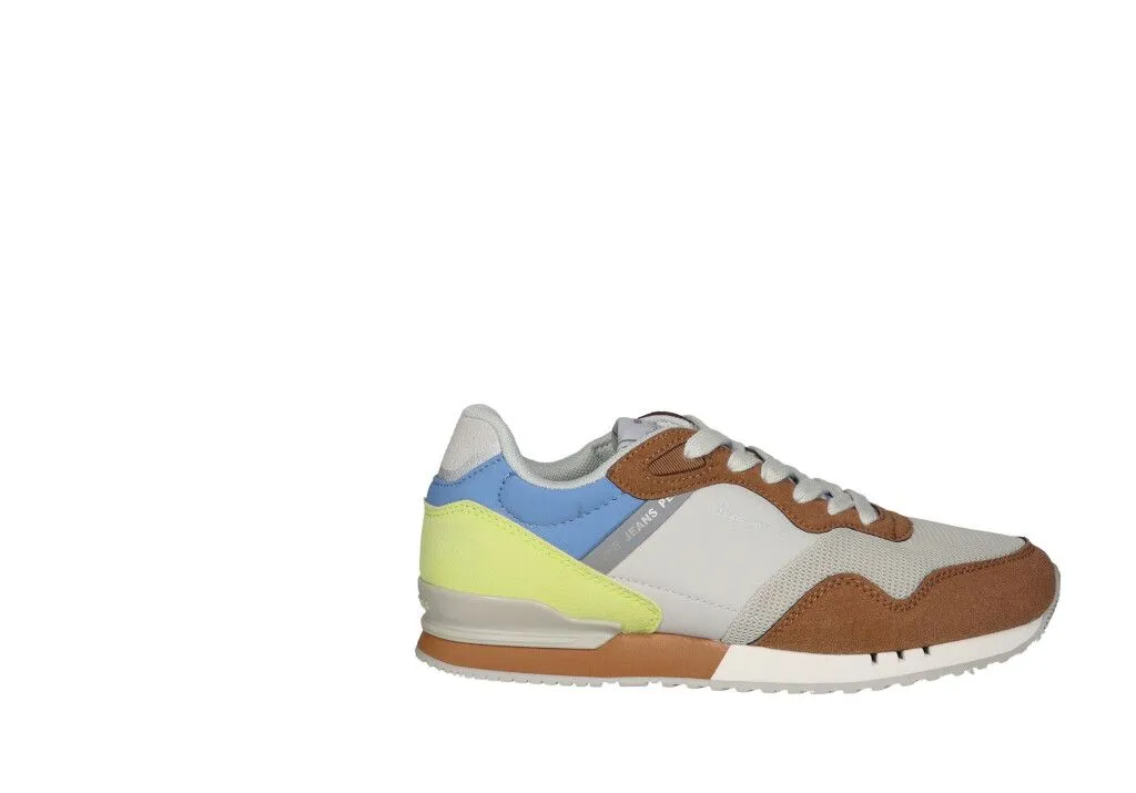Sneaker Nobuck Cuero Pala Rejilla Beig Talon Amarillo Fluor