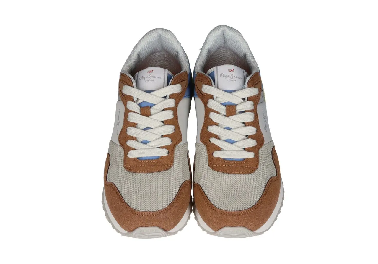 Sneaker Nobuck Cuero Pala Rejilla Beig Talon Amarillo Fluor