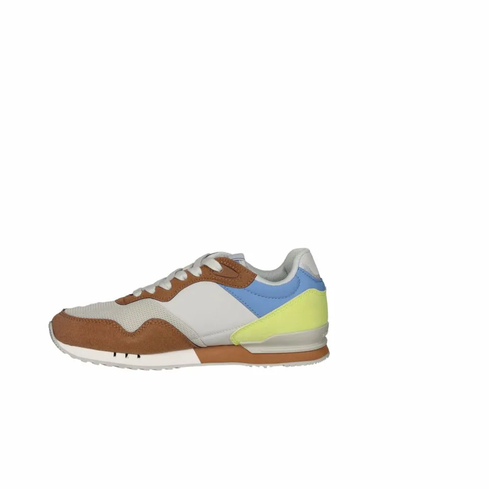 Sneaker Nobuck Cuero Pala Rejilla Beig Talon Amarillo Fluor