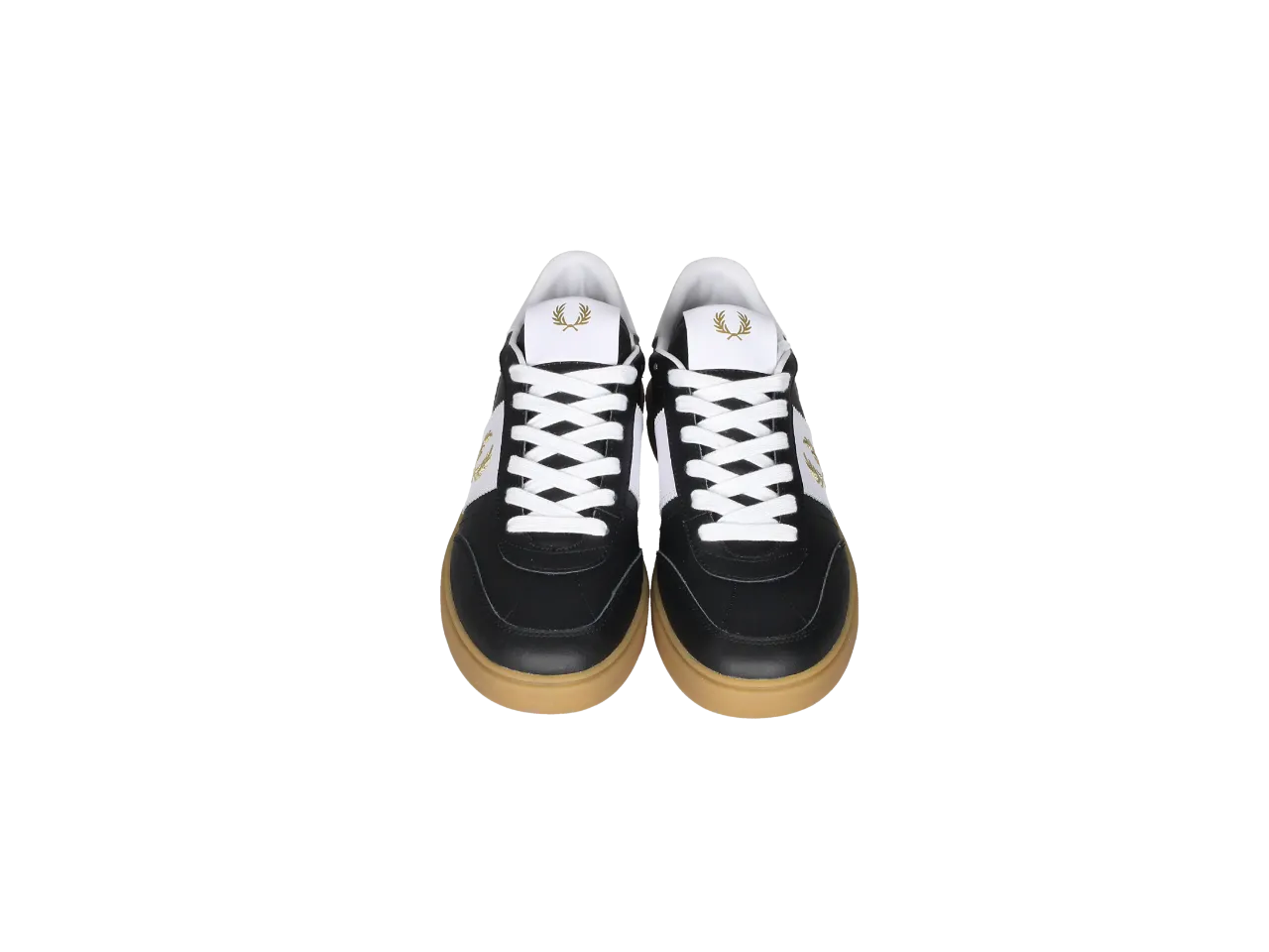 Sneaker Piel Negro Laterales y Talon Blanco Anagrama Dorado
