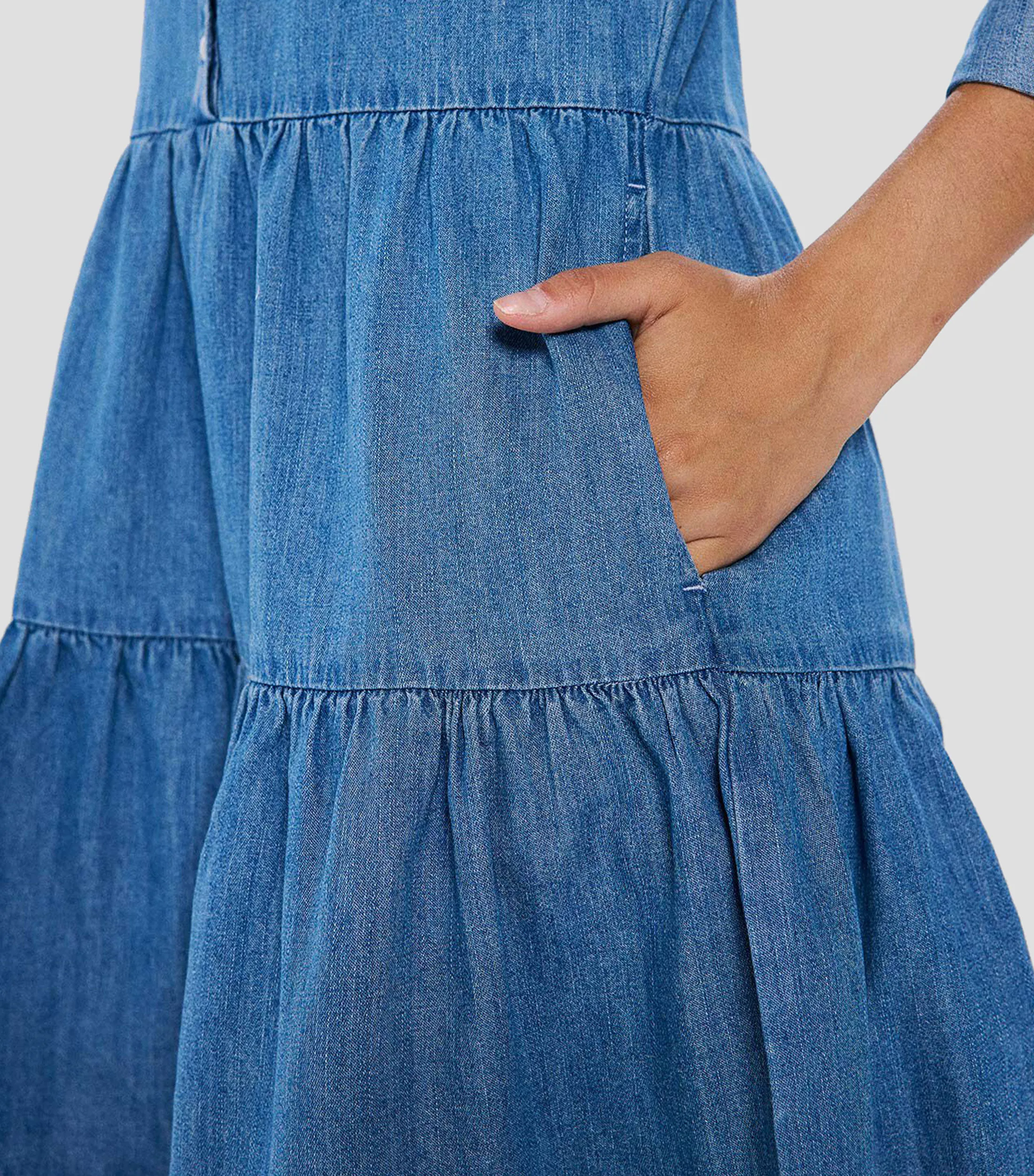 Springfield Vestido Midi manga larga liso Mujer