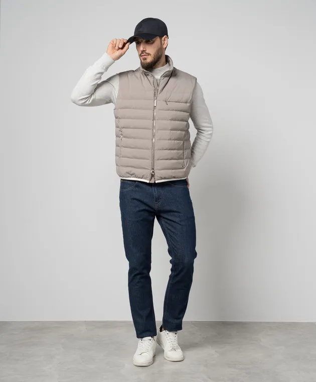 Stefano Ricci Beige down vest with logo
