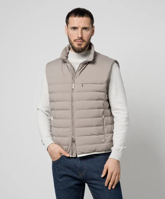 Stefano Ricci Beige down vest with logo