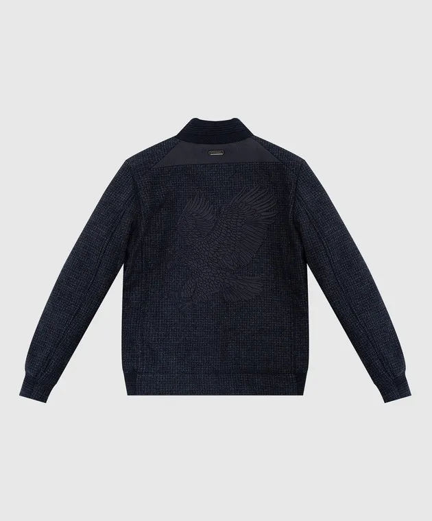 Stefano Ricci Children's dark blue wool bomber jacket