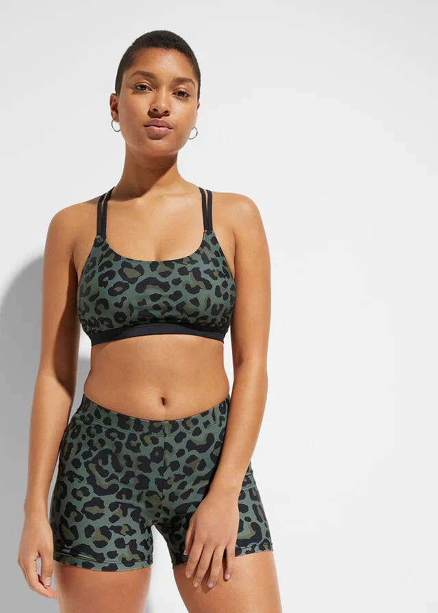 Sujetador de bikini de secado rápido Estampado de leopardo oliva