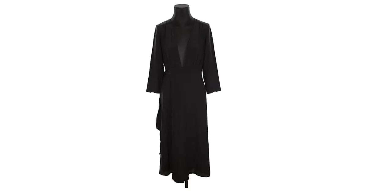 SéZane Vestido de seda Negro 