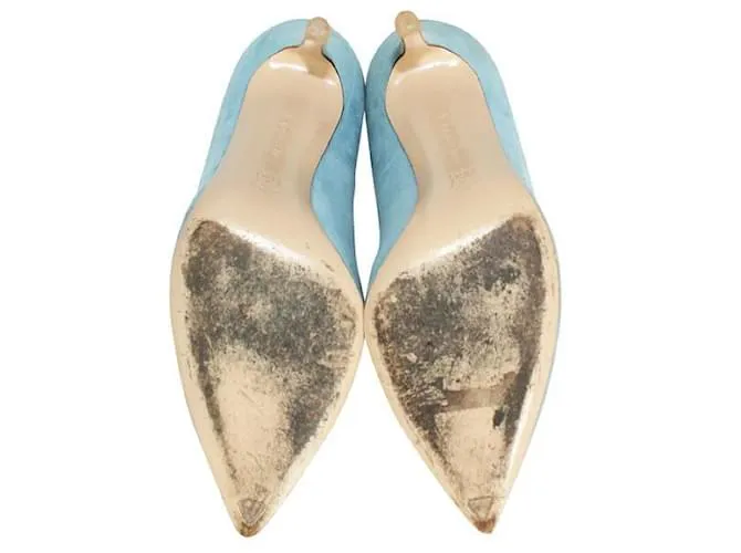 Tacones con punta en punta de ante azul claro de Gianvito Rossi 