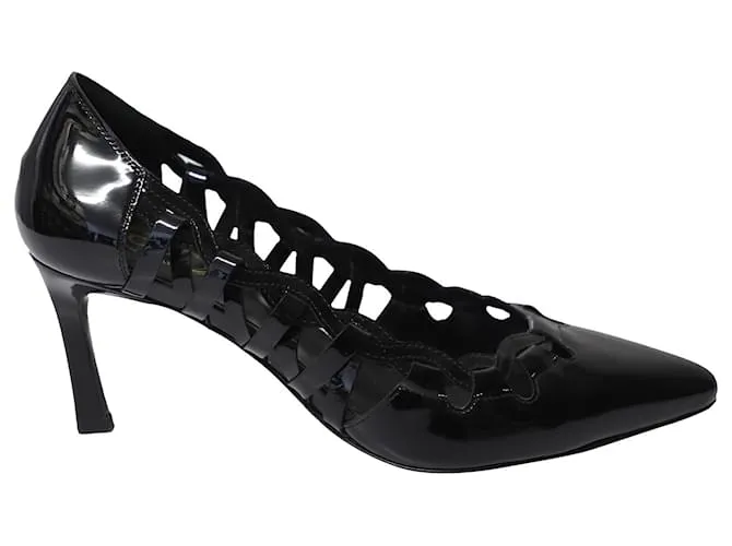 Tacones en punta con aberturas de Tod's en charol negro 