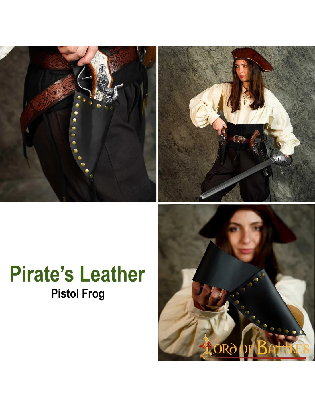 Tahalí cuero para pistola pirata mano derecha