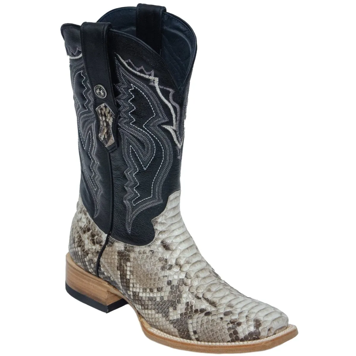 Tanner Mark Men's Medina Genuine Python Square Toe Boots Natural  TMX200431