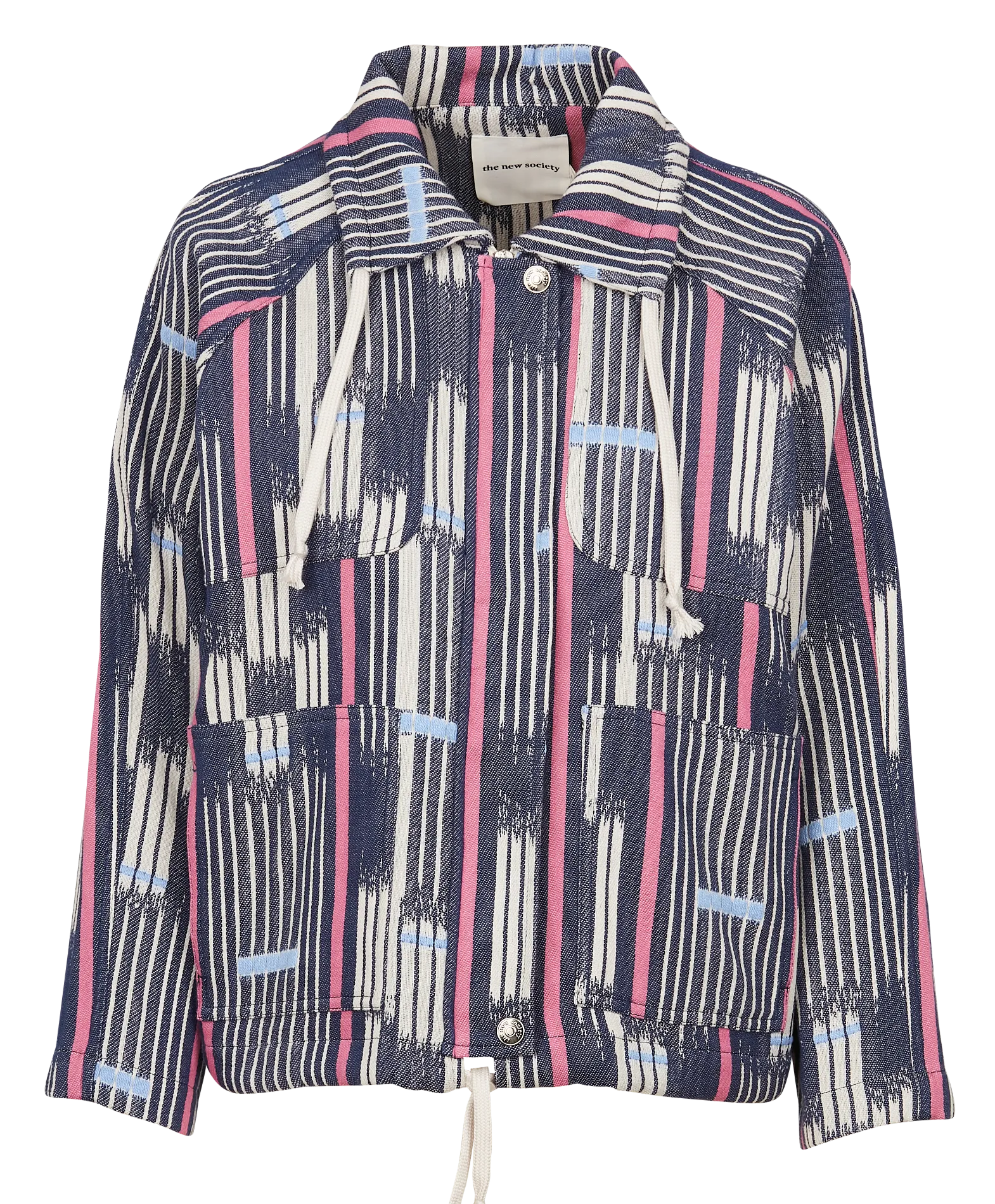 THE NEW SOCIETY ECHO  CHAQUETA RECTA DE JACQUARD A RAYAS Y ALGODóN ORGáNICO EN MULTICOLOR