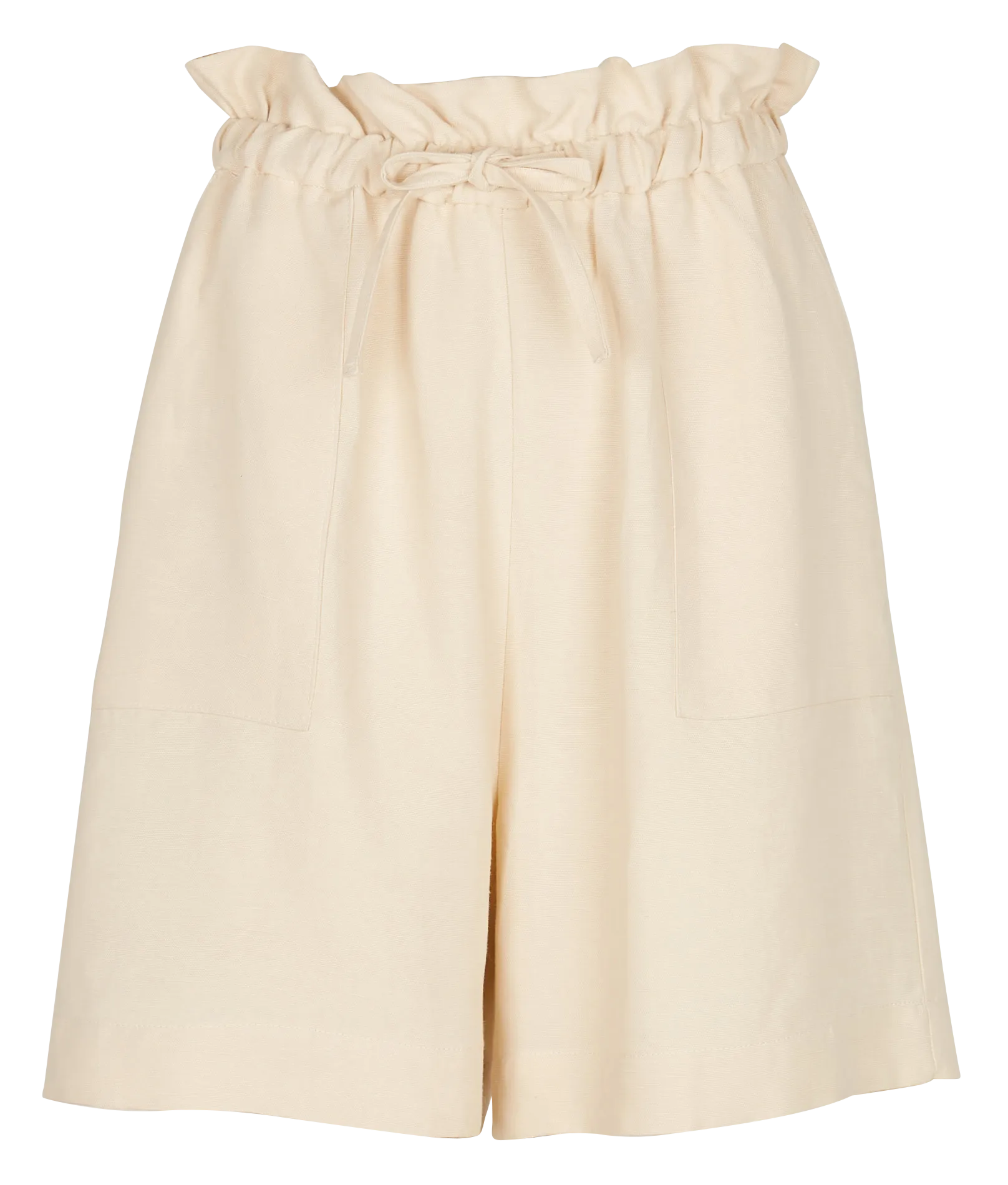 THE NEW SOCIETY HARBOR  SHORT RECTO DE TALLE ALTO CON VOLANTES EN BLANCO