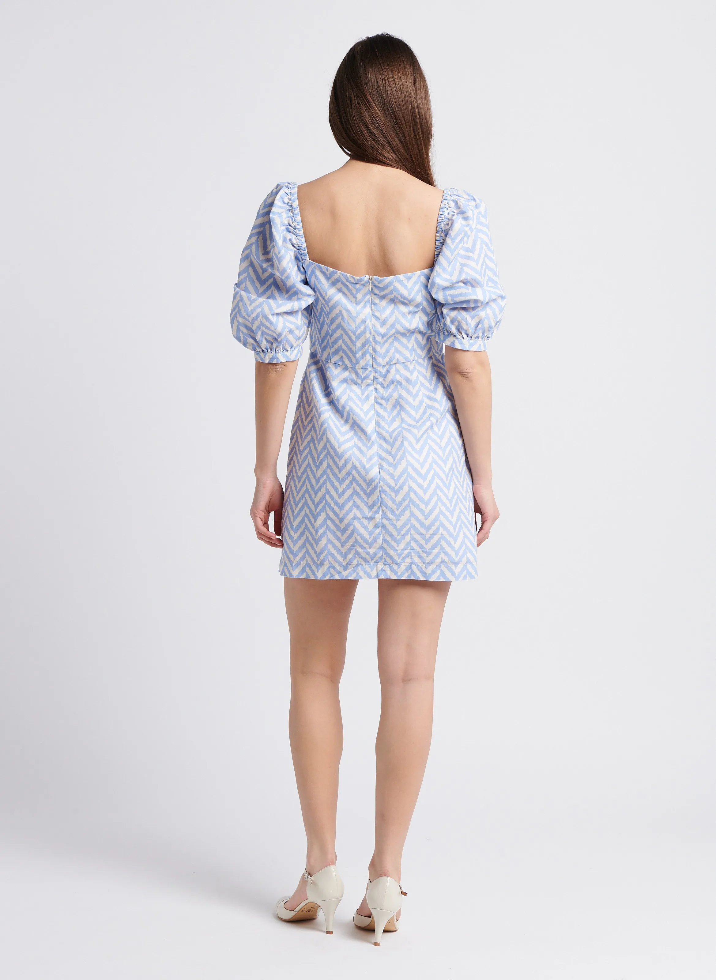 THE NEW SOCIETY LA BREA  VESTIDO CORTO DE MEZCLA DE ALGODóN CON CUELLO CUADRADO EN AZUL