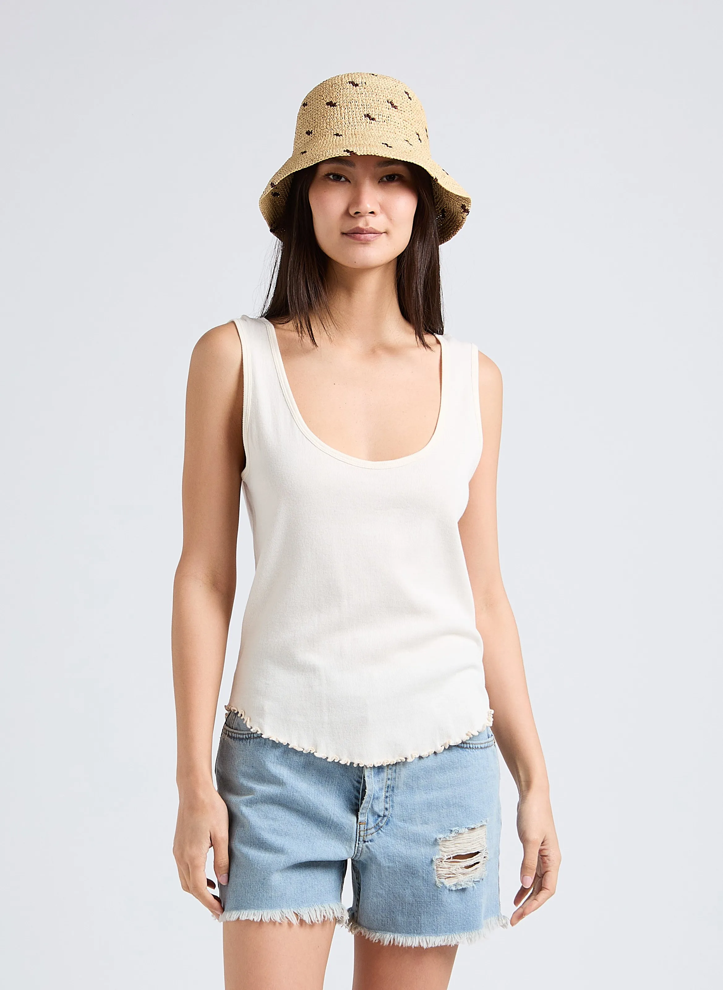 THE NEW SOCIETY LA JOLLA  CAMISETA DE TIRANTES RECTA DE ALGODóN EN BLANCO