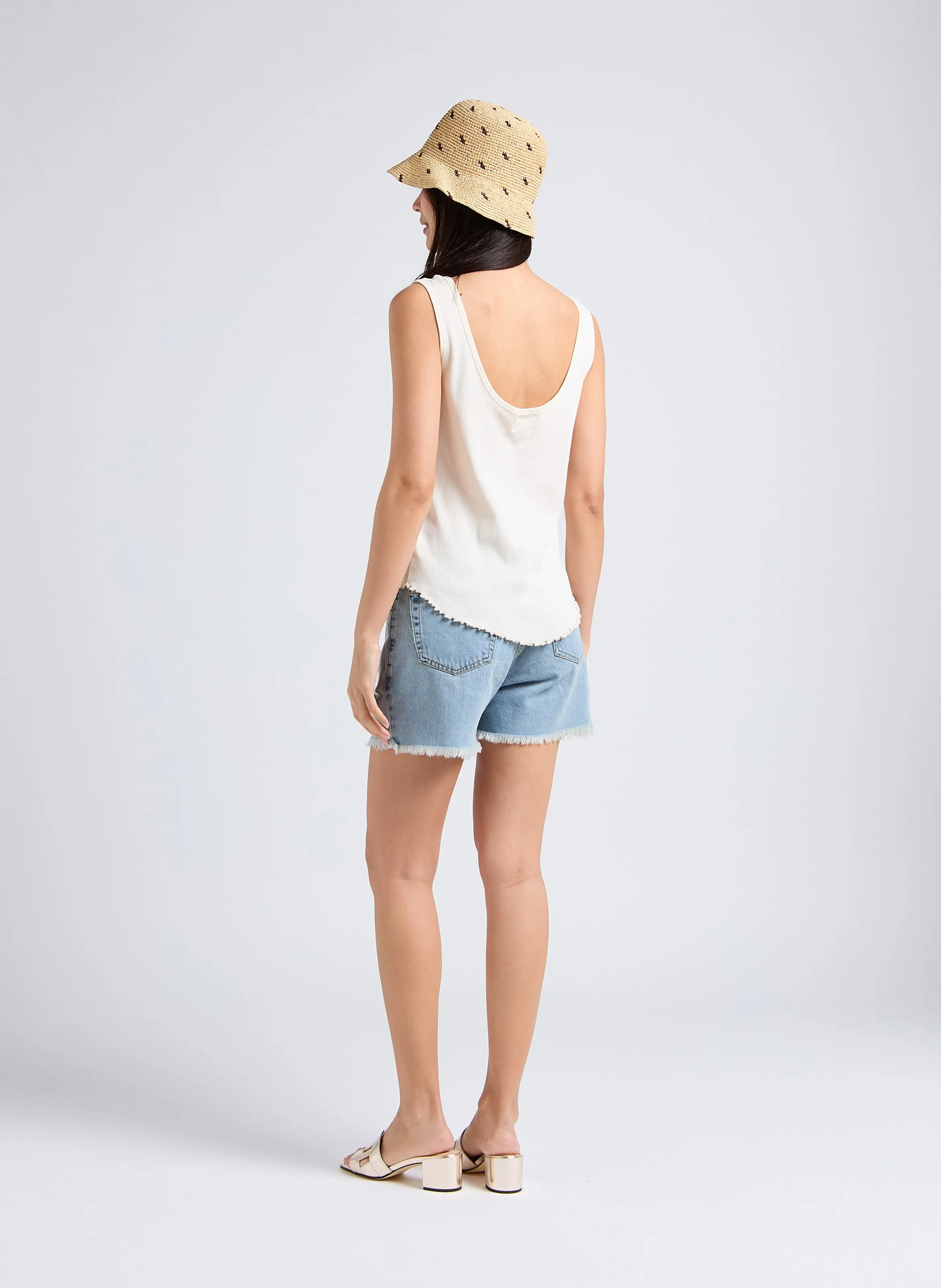 THE NEW SOCIETY LA JOLLA  CAMISETA DE TIRANTES RECTA DE ALGODóN EN BLANCO