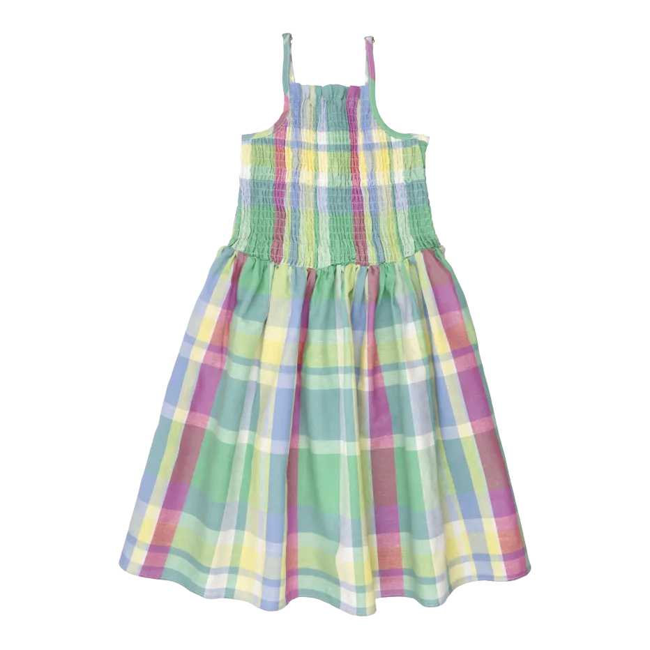 THE NEW SOCIETY MALIBU  VESTIDO CORTO A CUADROS DE ALGODóN Y LINO EN MULTICOLOR