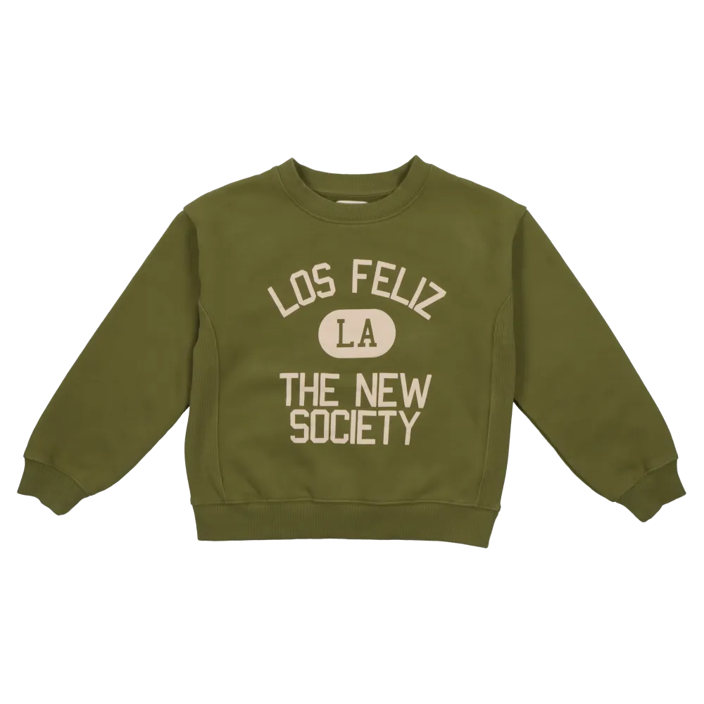 THE NEW SOCIETY NEWBURY  SUDADERA SERIGRAFIADA DE ALGODóN CON CUELLO REDONDO EN CAQUI