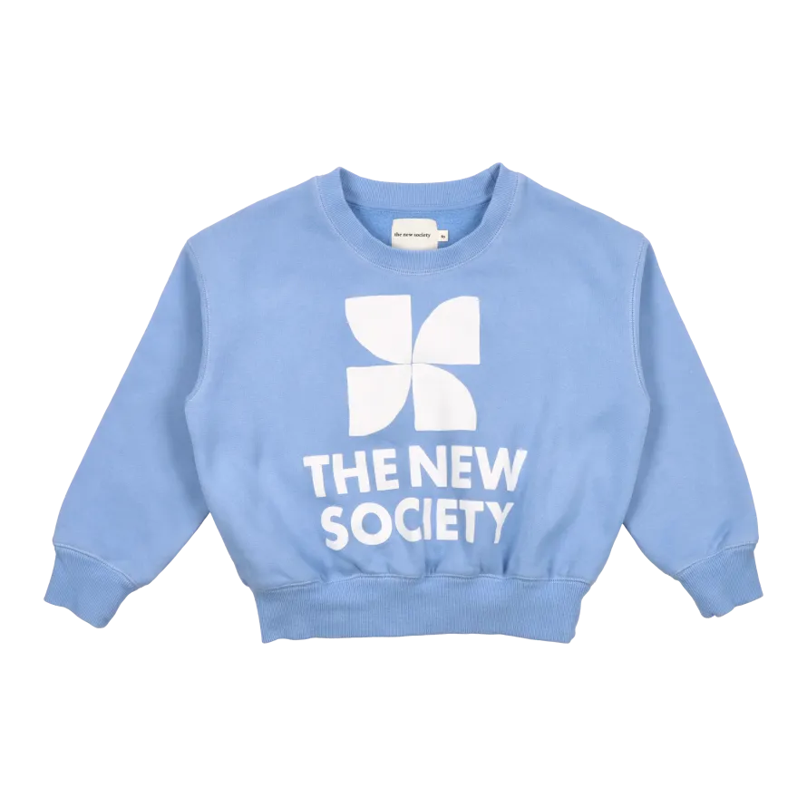 THE NEW SOCIETY ONTARIO  SUDADERA SERIGRAFIADA DE ALGODóN CON CUELLO REDONDO EN AZUL