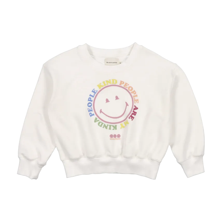 THE NEW SOCIETY ROLLING  SUDADERA CUELLO REDONDO CON SMILEY DE ALGODóN EN BLANCO