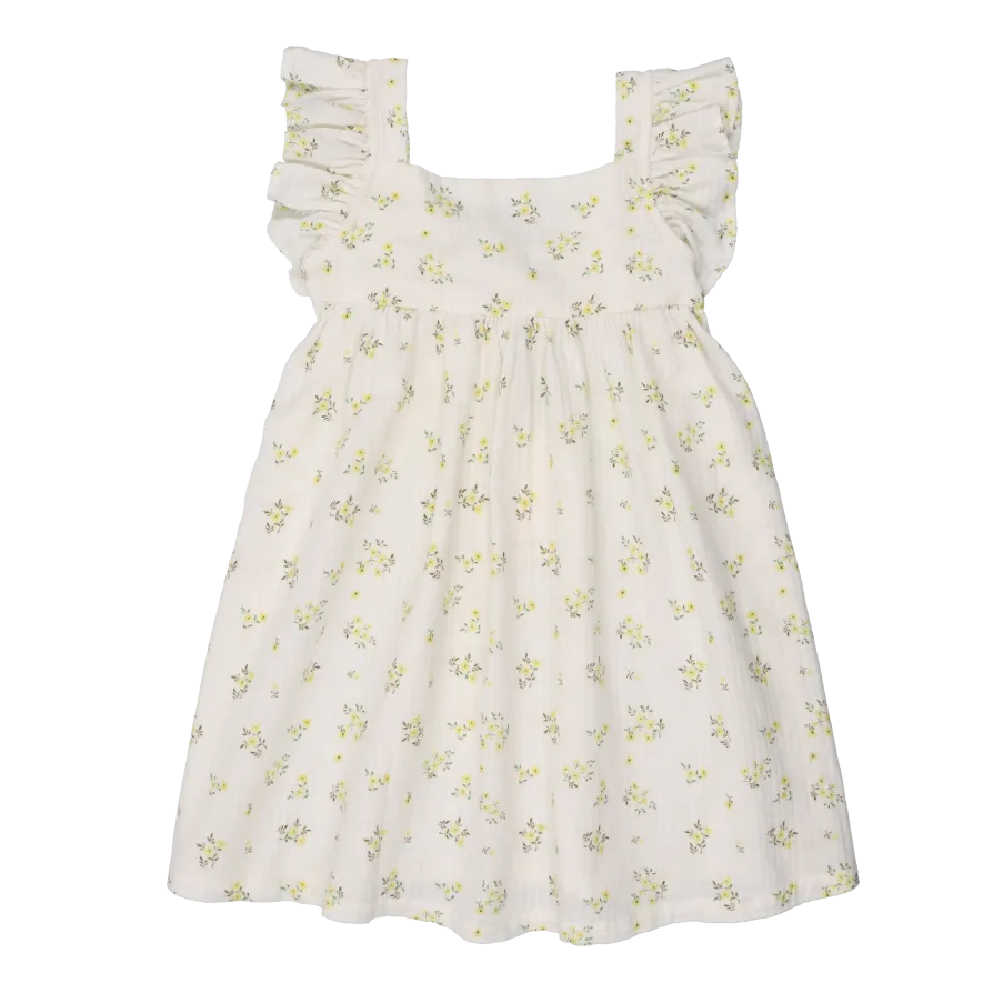 THE NEW SOCIETY VALLEY  VESTIDO CORTO DE MEZCLA DE ALGODóN ESTAMPADO CON CUELLO CUADRADO EN BLANCO