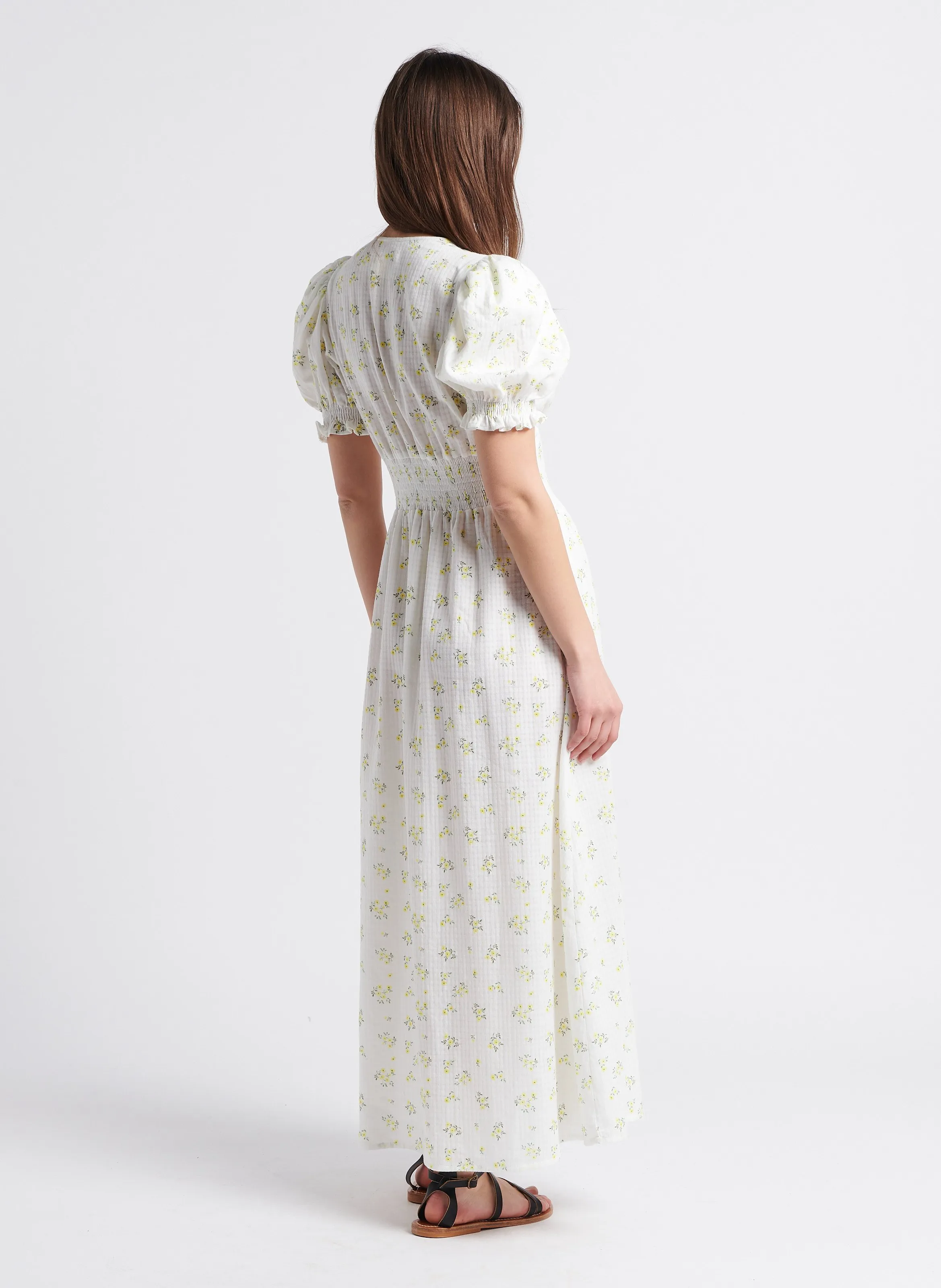 THE NEW SOCIETY VALLEY  VESTIDO LARGO DE ALGODóN ESTAMPADO EN BLANCO