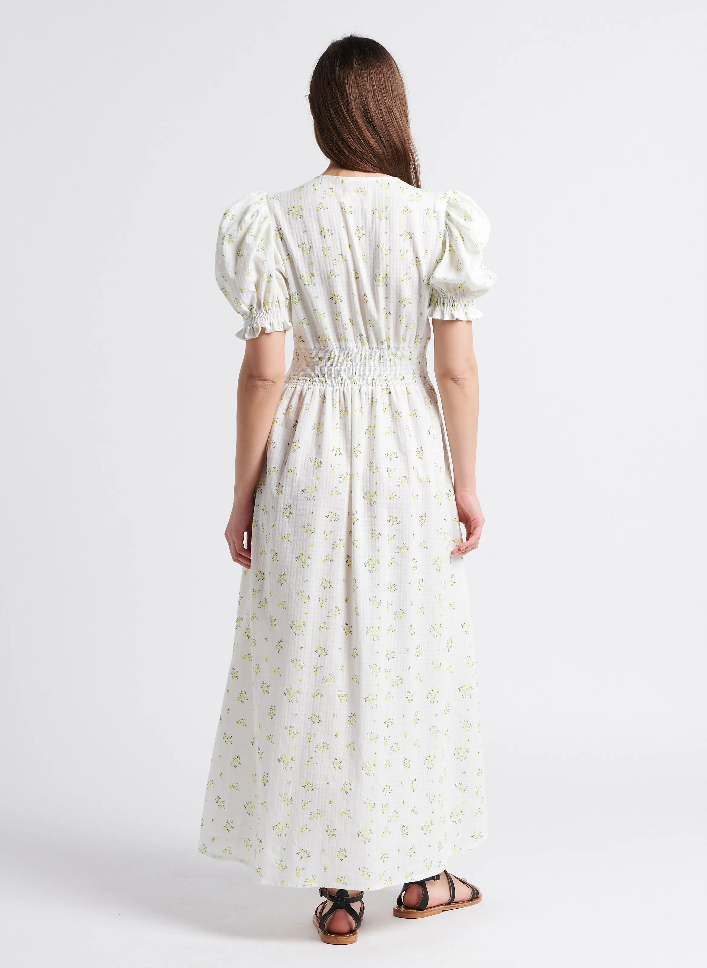 THE NEW SOCIETY VALLEY  VESTIDO LARGO DE ALGODóN ESTAMPADO EN BLANCO