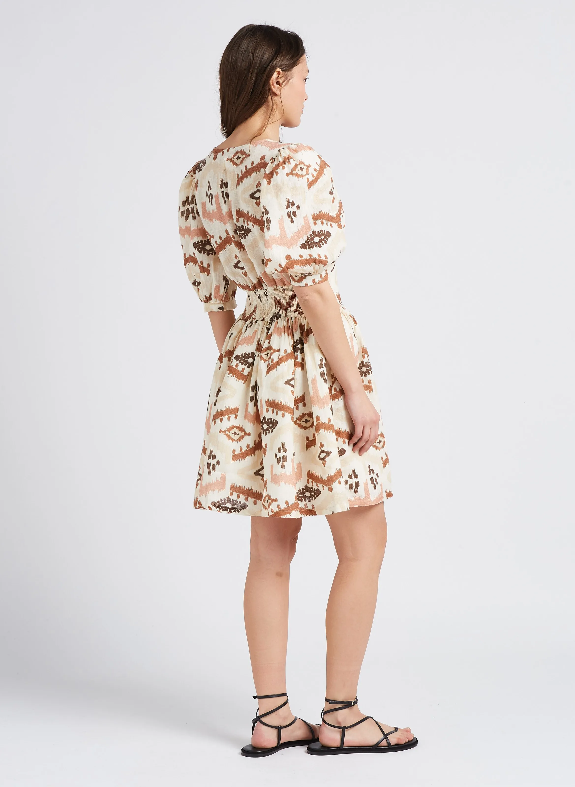 THE NEW SOCIETY WEST  VESTIDO CORTO ESTAMPADO DE LINO EN MULTICOLOR