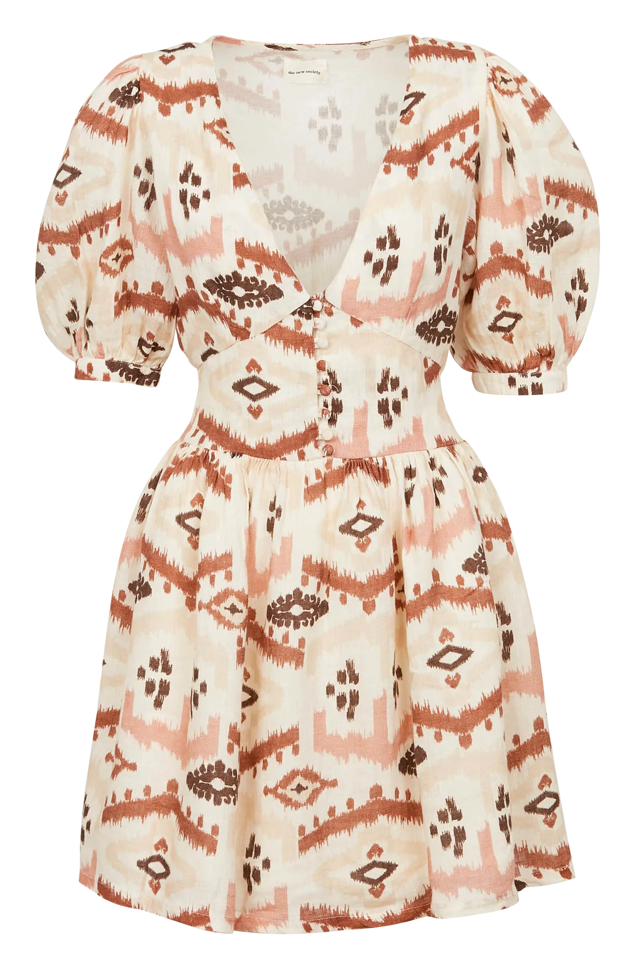 THE NEW SOCIETY WEST  VESTIDO CORTO ESTAMPADO DE LINO EN MULTICOLOR