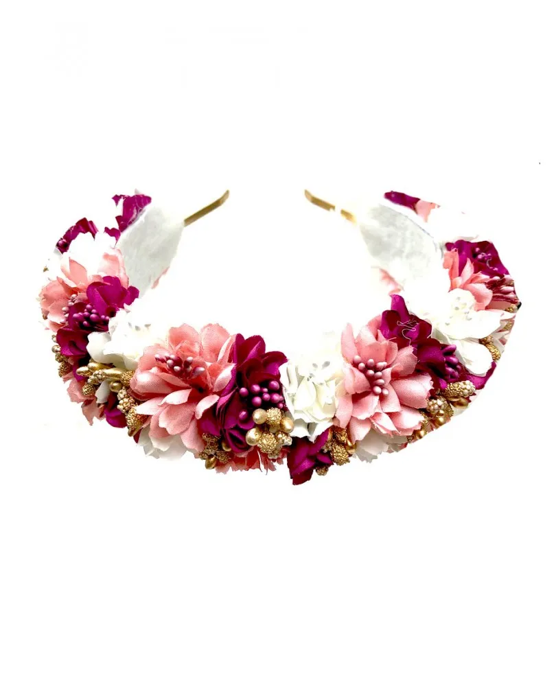 TOCADOS DE DIADEMA DE FLORES VISTOSAS PARA BODAS Y EVENTOS