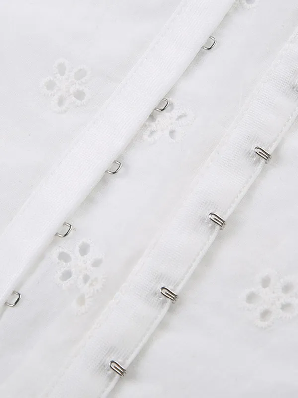 Top bandeau de encaje bordado con lazo
