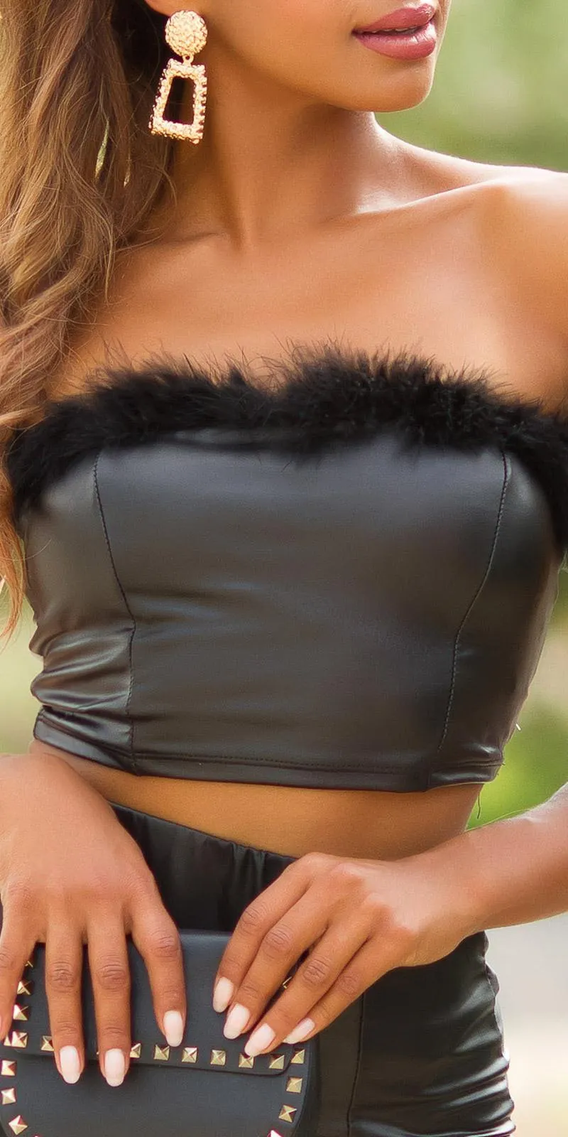 Top Bandeau semi piel Negro