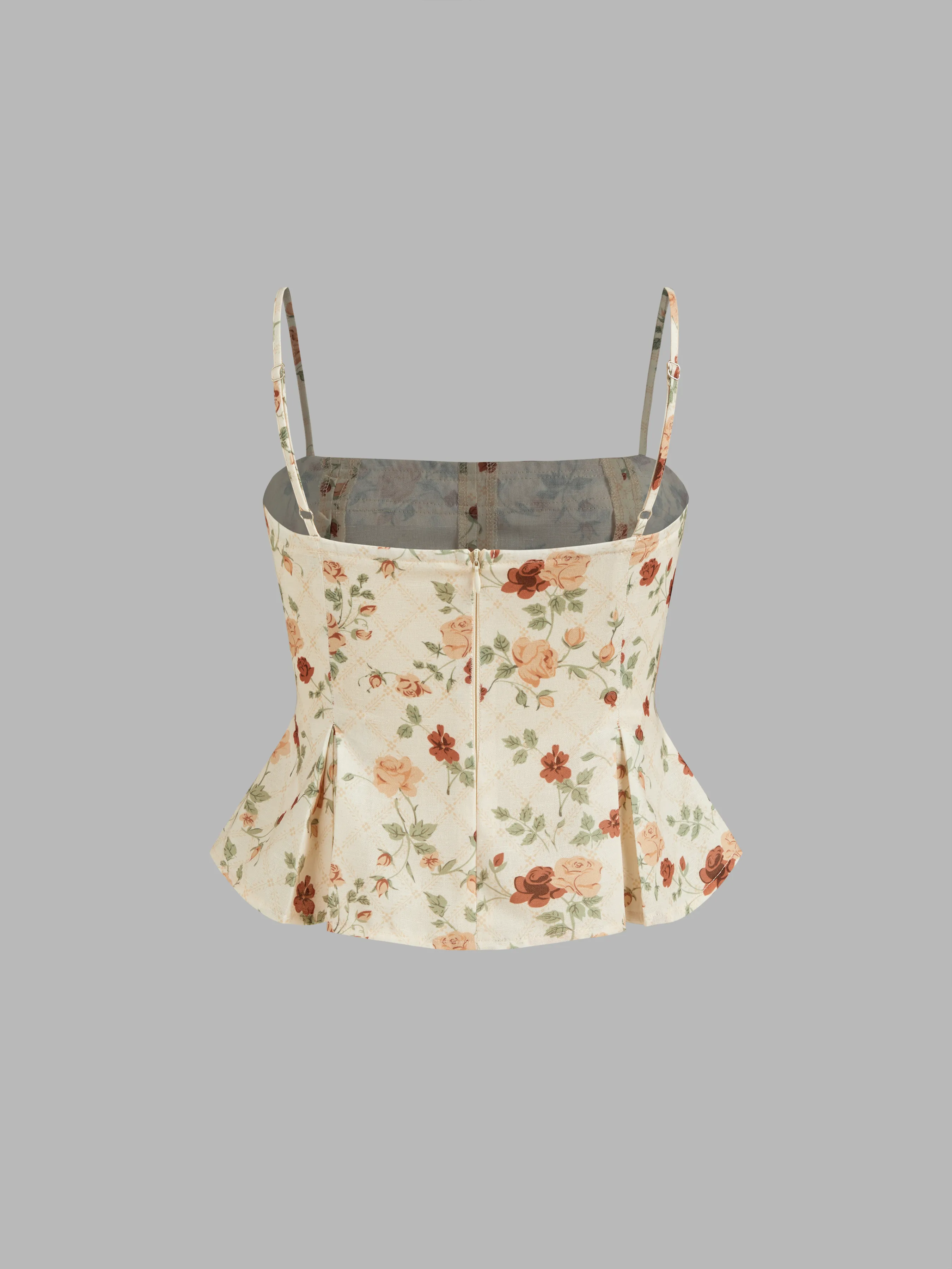 Top corto de tirantes con cuello cuadrado y estampado floral