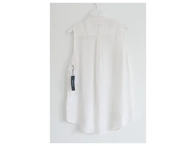 Top sin mangas slim de seda de firma Equipment Blanco 
