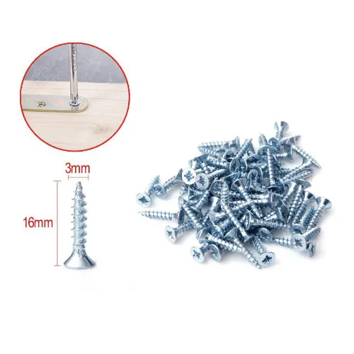 Tornillo Madera Aglomerado Cabeza Fresada Acero (65 Uds) 3x16 Mm Gris
