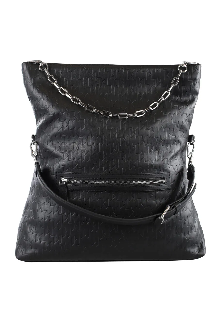 Tote bag negro con logo monocromático