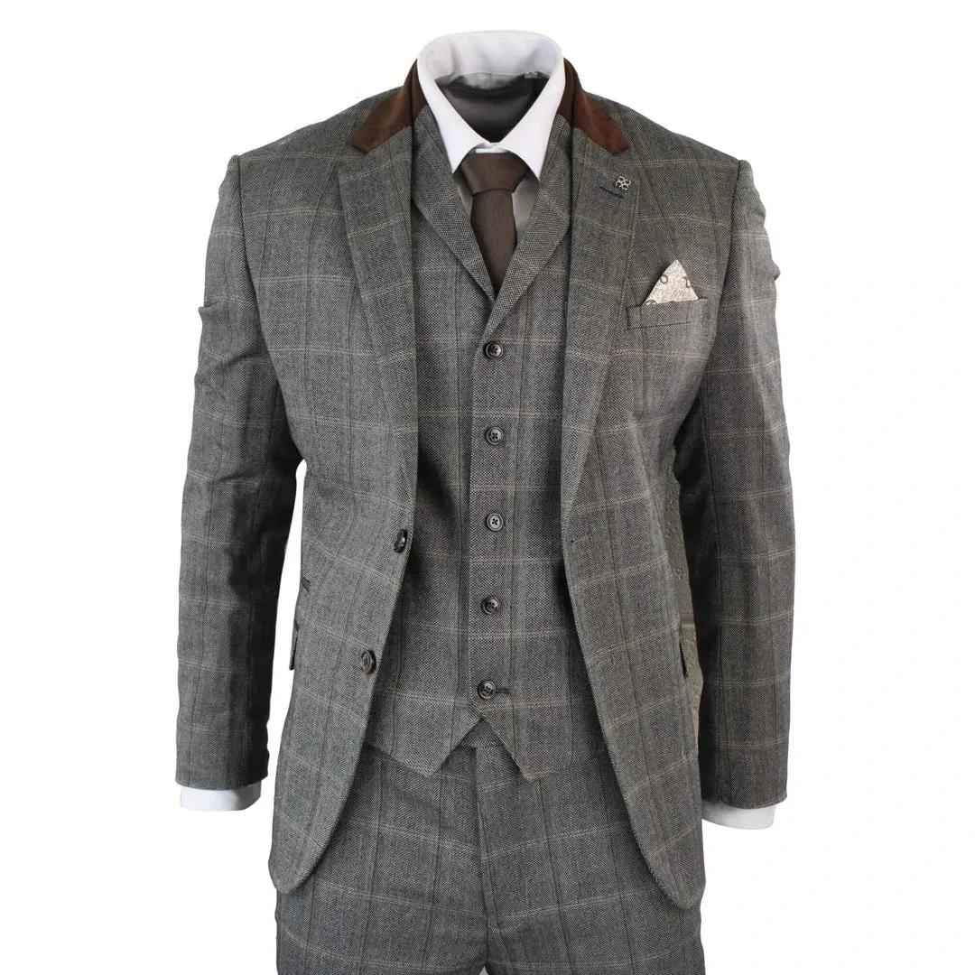 TRAJE TWEED DE 3 PIEZAS COLOR BEIGEMARRóN PARA HOMBRE IDEAL PARA OCASIONES FORMALES