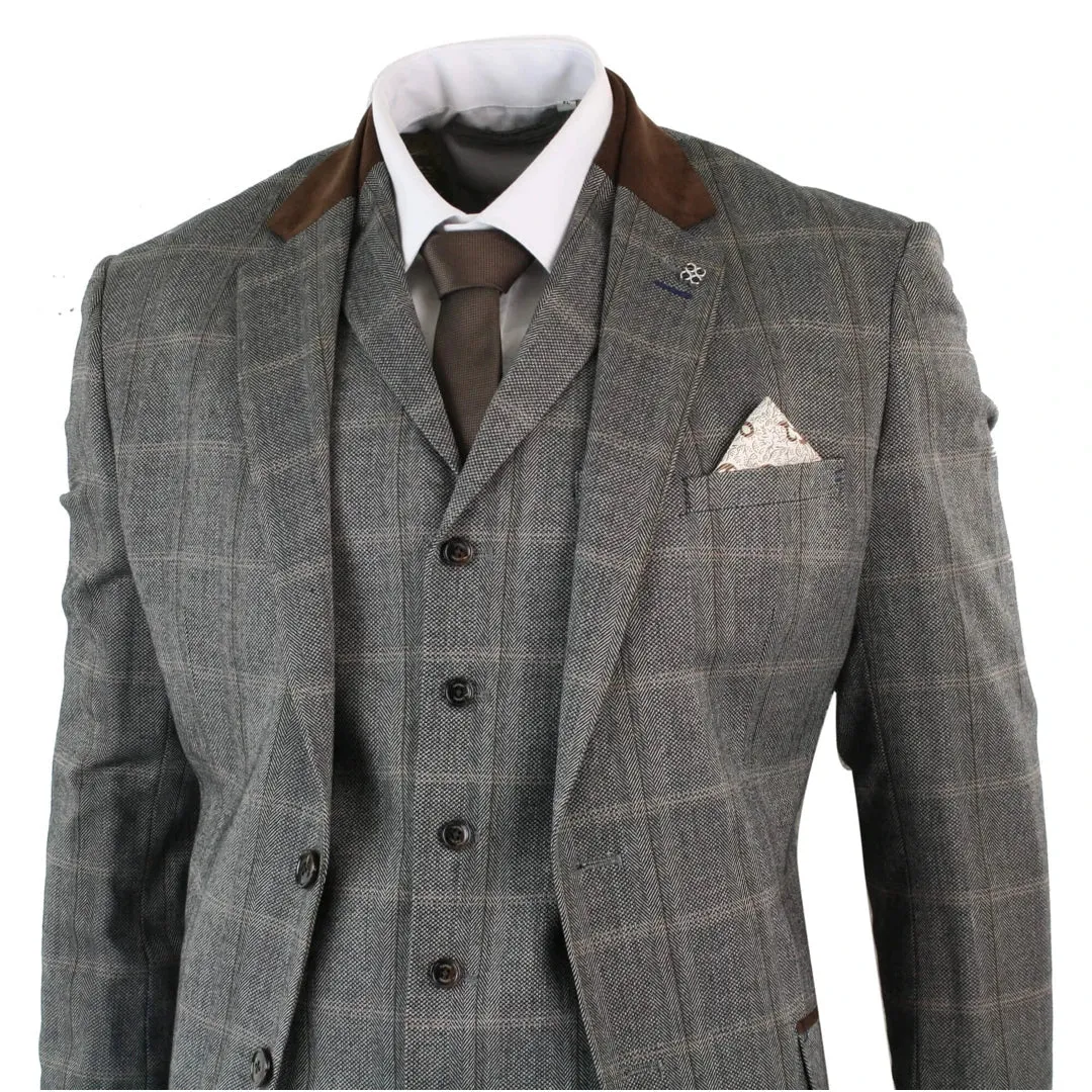 TRAJE TWEED DE 3 PIEZAS COLOR BEIGEMARRóN PARA HOMBRE IDEAL PARA OCASIONES FORMALES