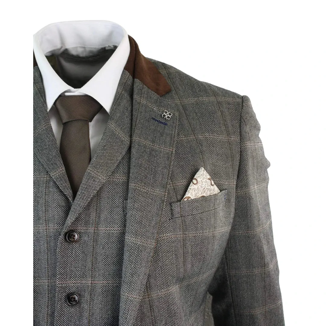 TRAJE TWEED DE 3 PIEZAS COLOR BEIGEMARRóN PARA HOMBRE IDEAL PARA OCASIONES FORMALES