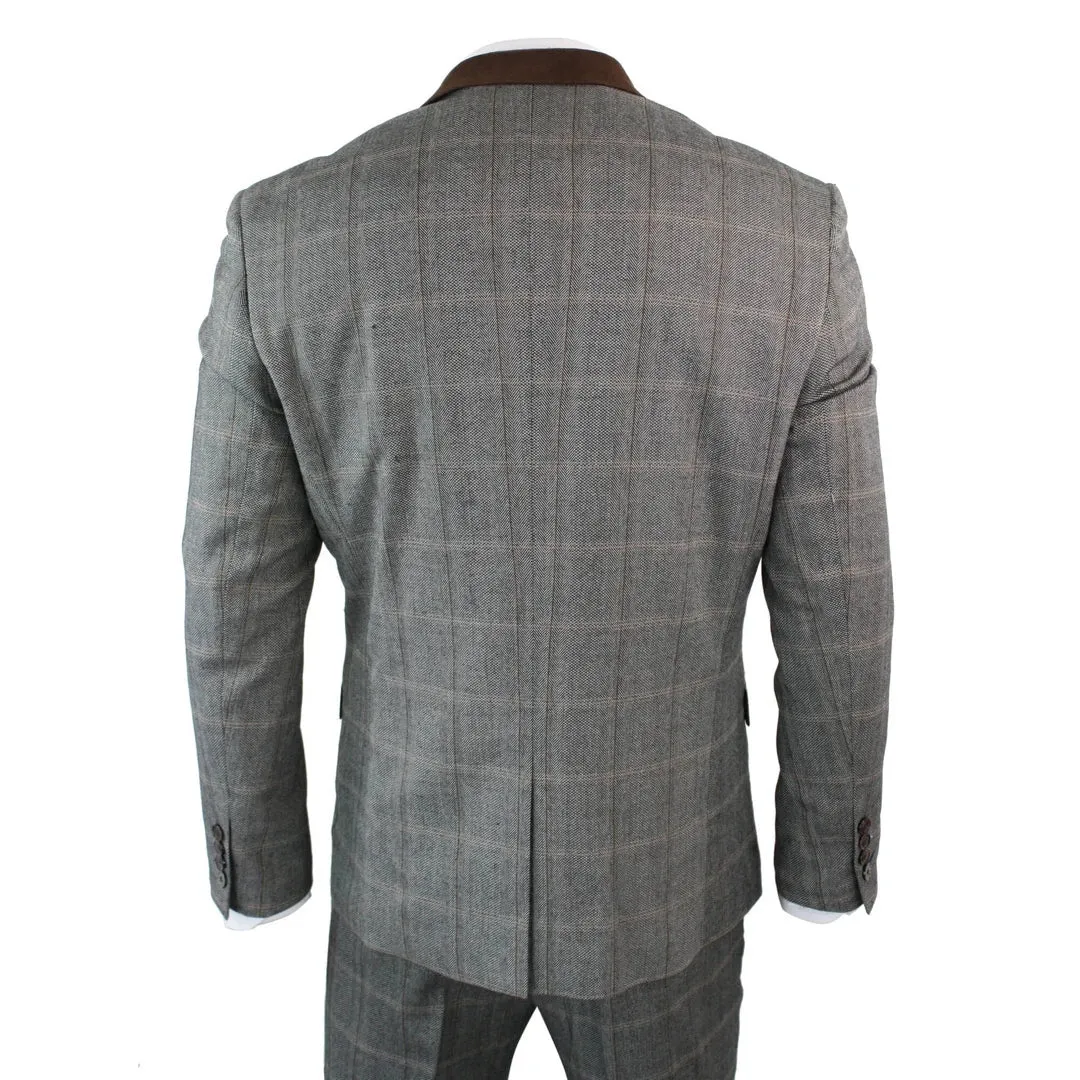 TRAJE TWEED DE 3 PIEZAS COLOR BEIGEMARRóN PARA HOMBRE IDEAL PARA OCASIONES FORMALES