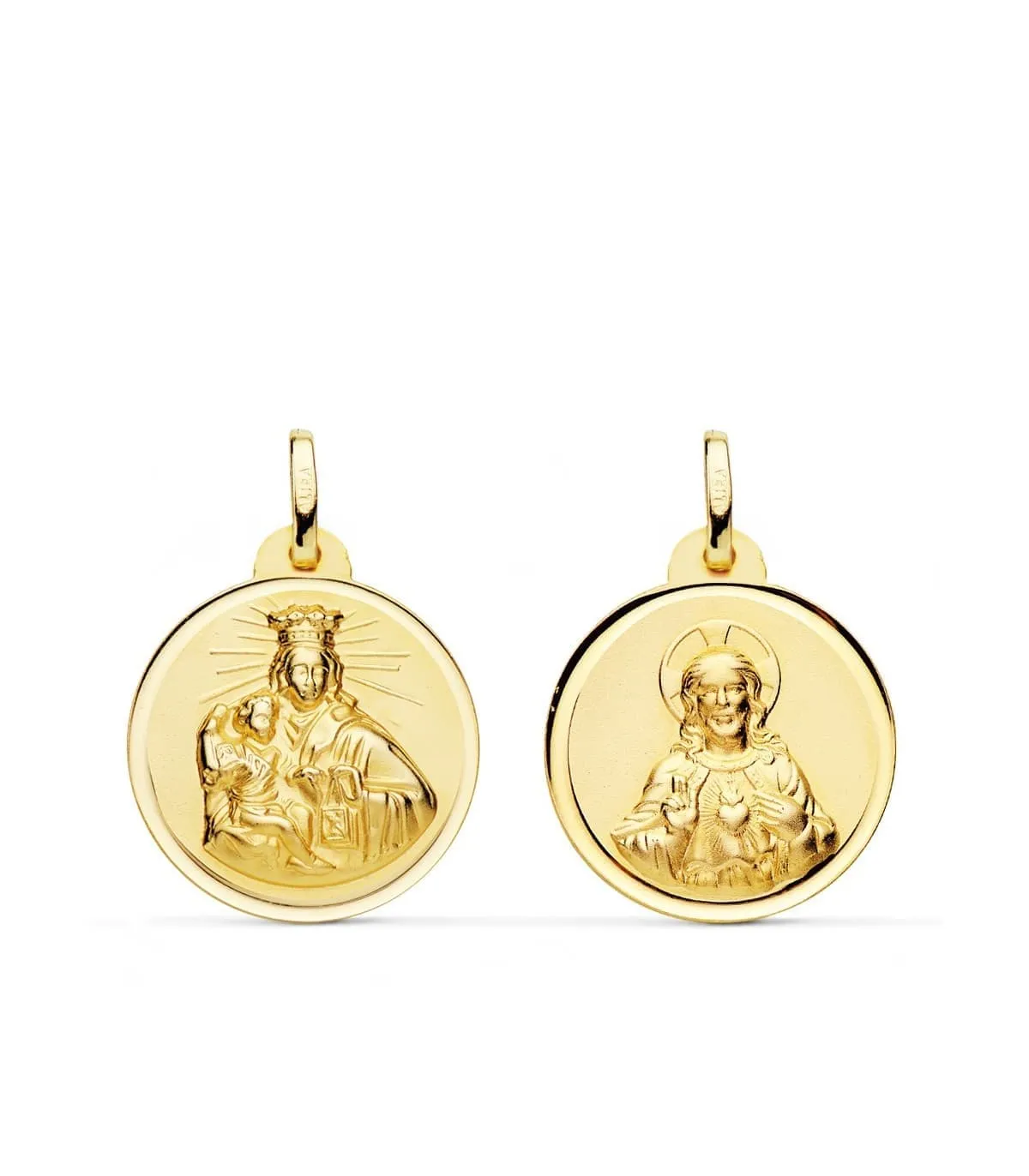 V. Carmen y C. Jesús Oro 18K Escapulario Bisel 20mm