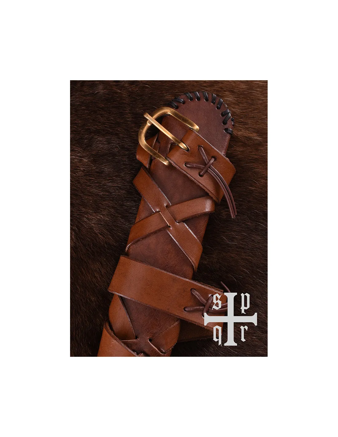 Vaina de cuero con cinturón para espada medieval o vikinga