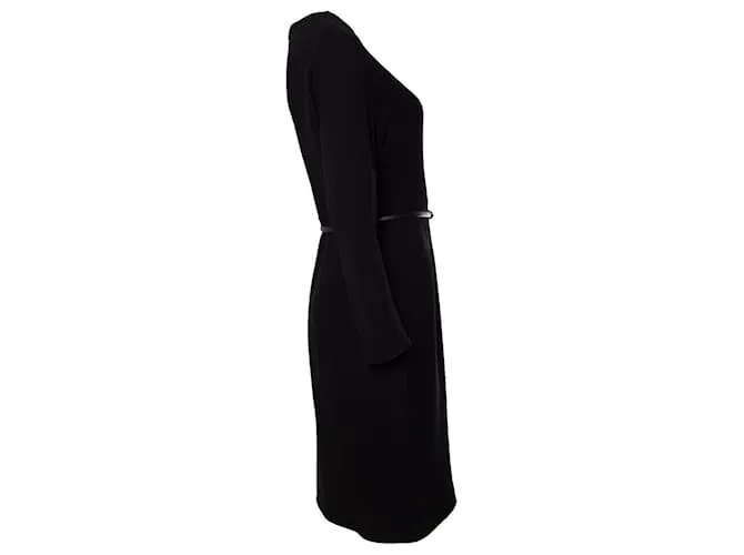 Valentino, vestido negro de corte A con cinturón 