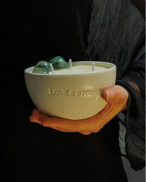 Vela Love & Stones MANIFEST Petit White Crystal Candle Blanco