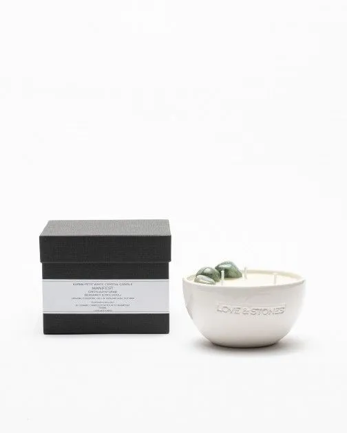 Vela Love & Stones MANIFEST Petit White Crystal Candle Blanco