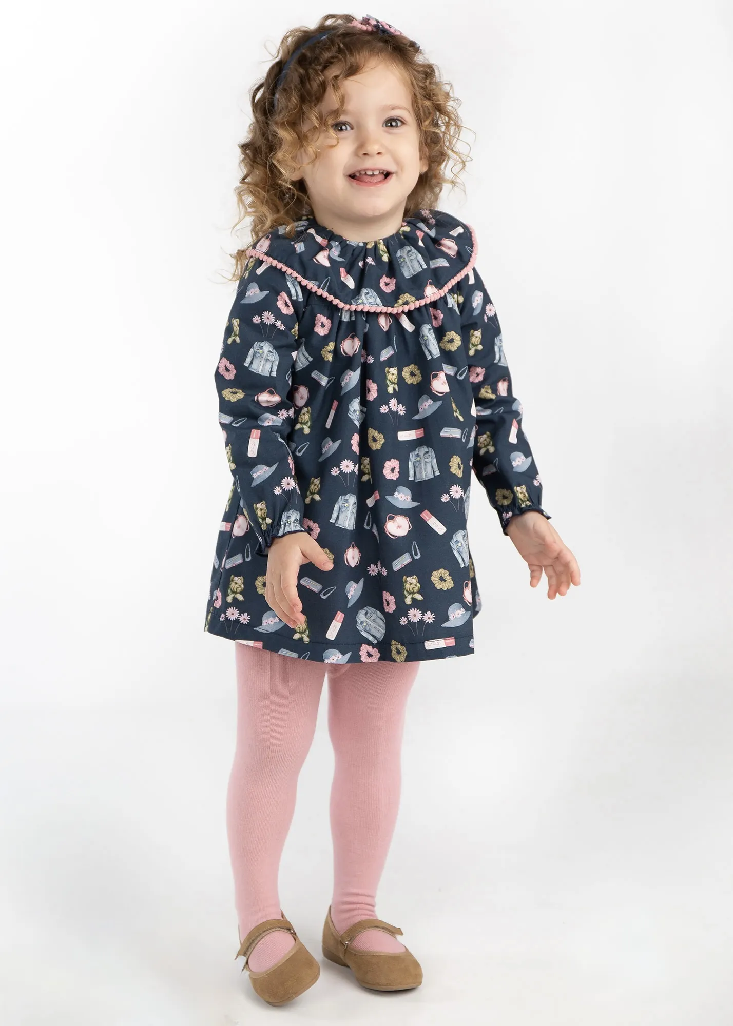 Vestido azulón con estampado closet